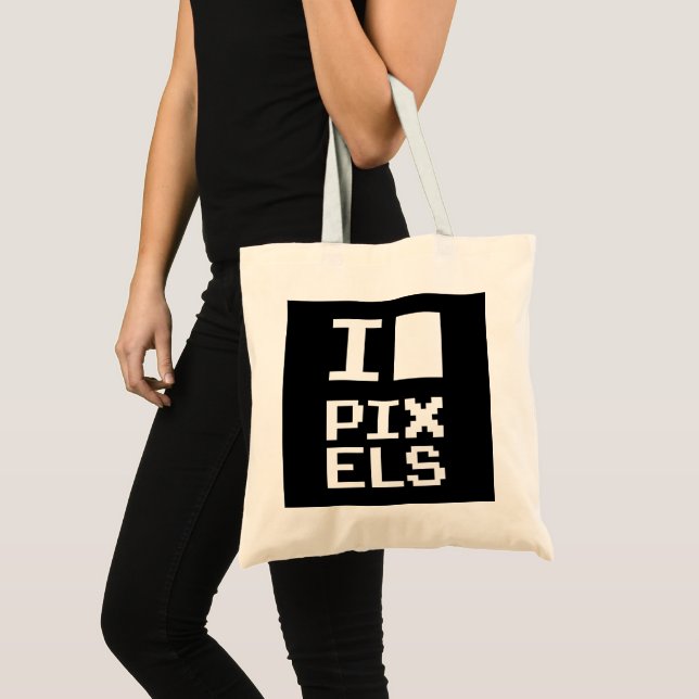 I Love Pixels, geek design, pixel art Tote Bag (Front (Product))