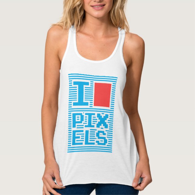 I Love Pixels, geek, Singlet (Front)