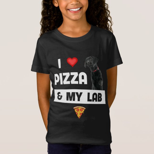 I Love Pizza And My Black Lab Dog Pepperoni Cheese T-Shirt (Front)