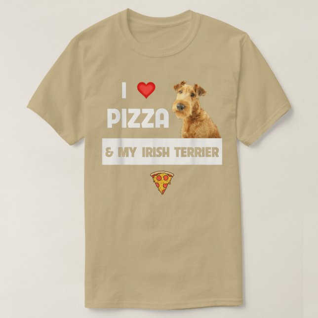 I Love Pizza And My Irish Terrier Dog Pepperoni Ch T-Shirt (Design Front)