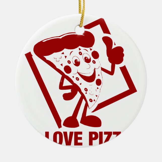 I Love Pizza Ceramic Tree Decoration (Front)