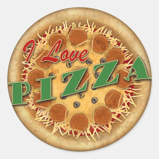 I Love Pizza Classic Round Sticker (Front)