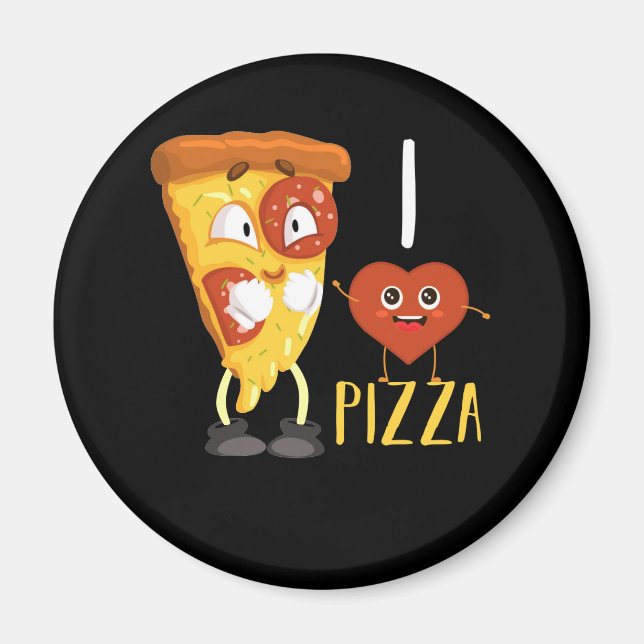 I Love Pizza Cute Pizza Slice Magnet (Front)