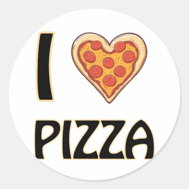 I love Pizza – Funny Food Lover Gift Classic Round Sticker (Front)