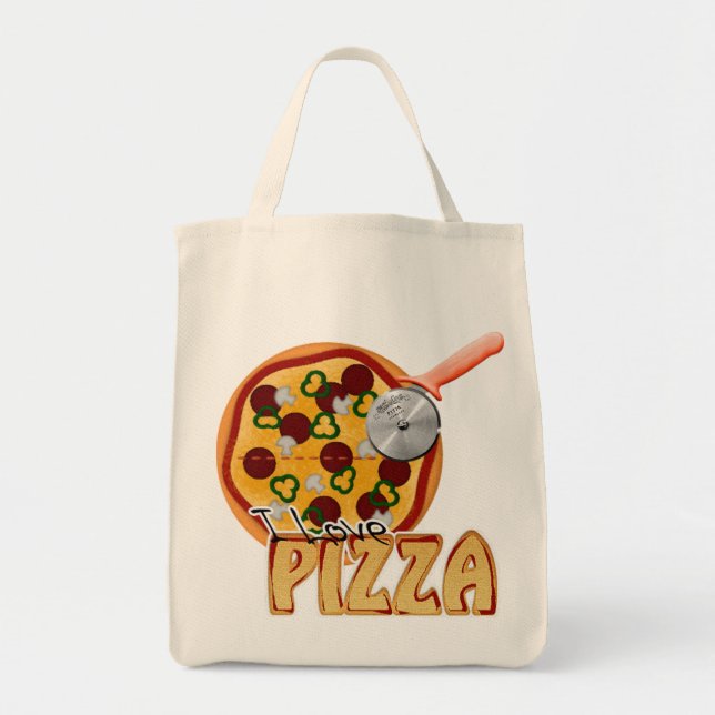 I Love Pizza - Organic Grocery Tote Bag (Front)
