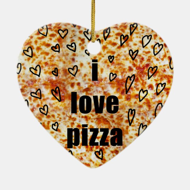 I love pizza/Pizza loves me Ceramic Tree Decoration (Back)
