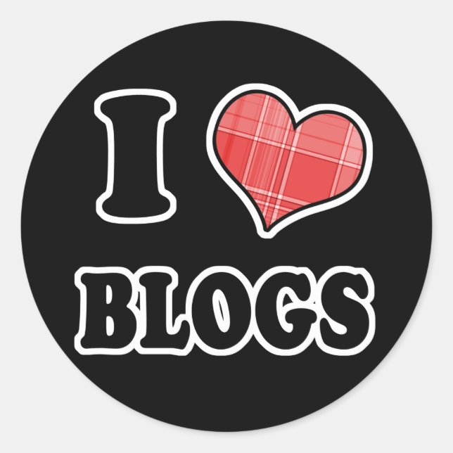 I Love (Plaid Heart) Blogs Classic Round Sticker (Front)