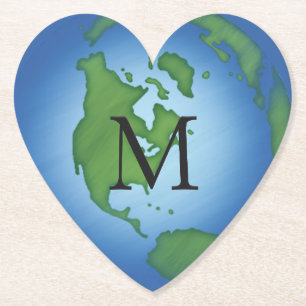 I Love Planet Earth Environmental Awareness Custom Paper Coaster
