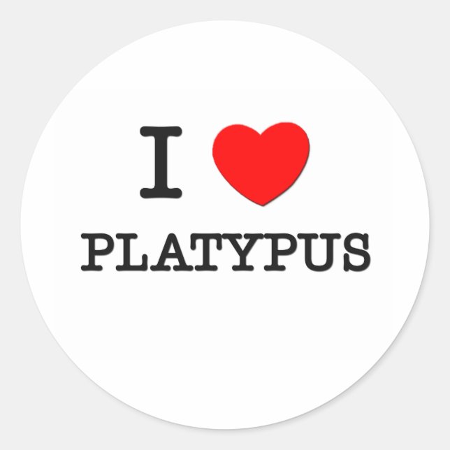I Love Platypus Classic Round Sticker (Front)