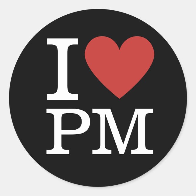 I ❤️ Love PM Project Management Staff CUSTOM Classic Round Sticker (Front)