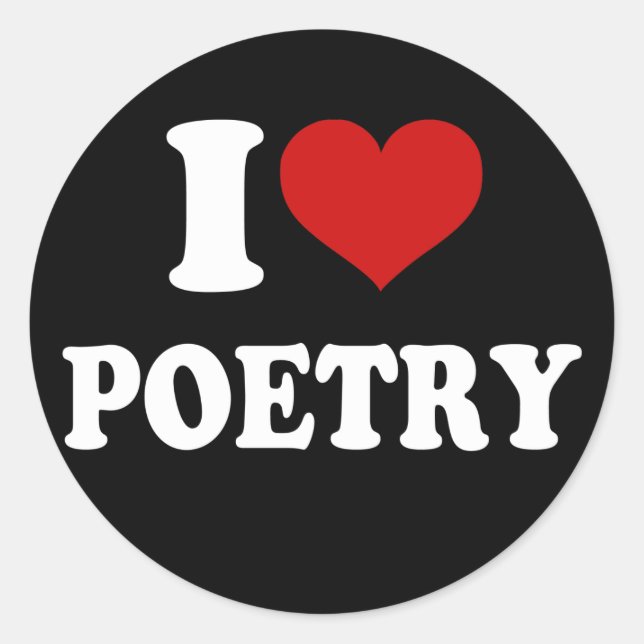 I Love Poetry Classic Round Sticker (Front)