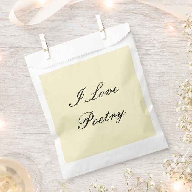 I Love Poetry Favour Bags (Cream & Black) (Clipped)