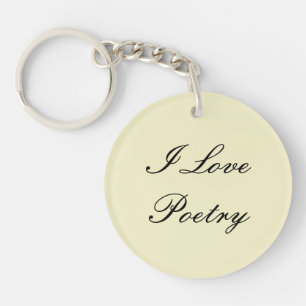 I Love Poetry Keychain (Cream & Black)