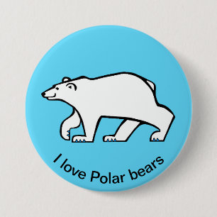 I love Polar BEARS - Wild animals - Ice blue 7.5 Cm Round Badge