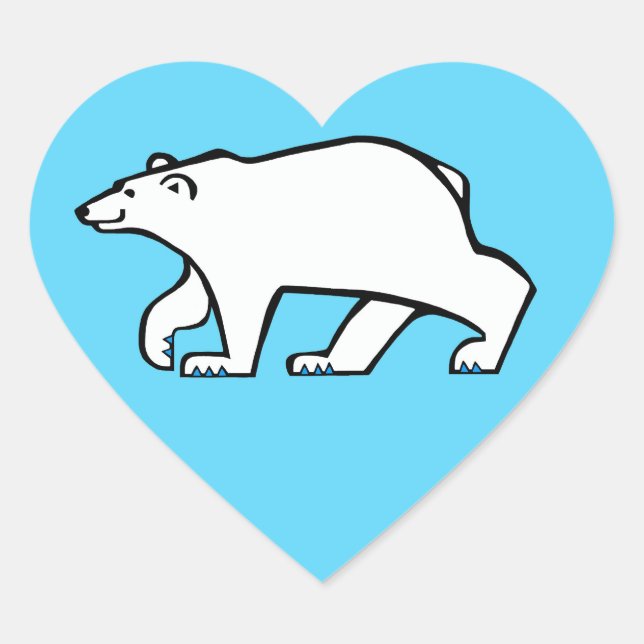 I love Polar BEARS - Wildlife - Arctic -Blue Heart Sticker (Front)