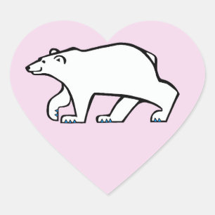 I love Polar BEARS - Wildlife - Arctic -Pink Heart Sticker