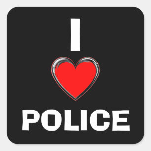 I LOVE POLICE "HEART ART" SQUARE STICKER
