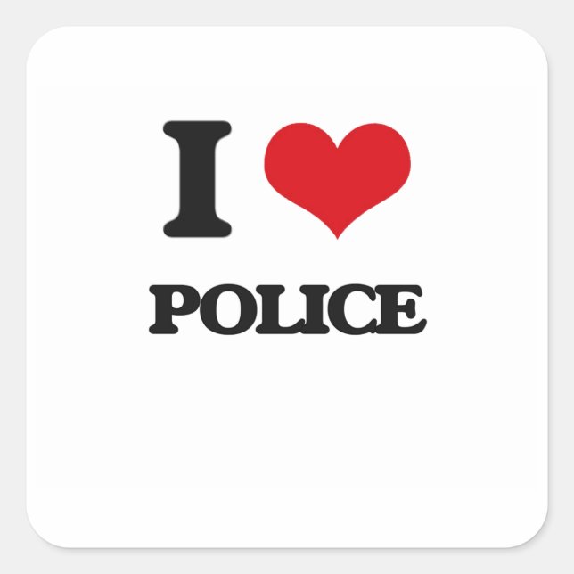 I Love Police Square Sticker (Front)