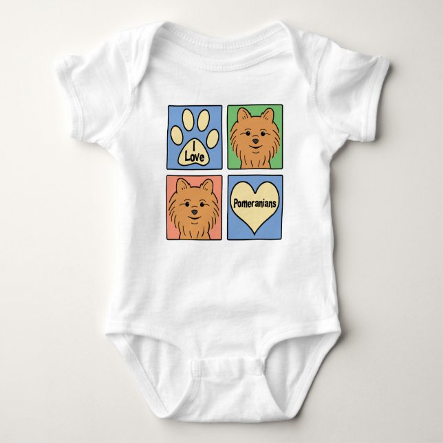 I Love Pomeranians Baby Bodysuit (Front)
