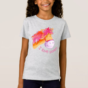 I love ponies watercolor art t-shirt