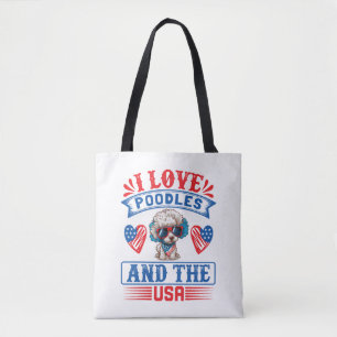 I love Poodles and the USA 01 Tote Bag