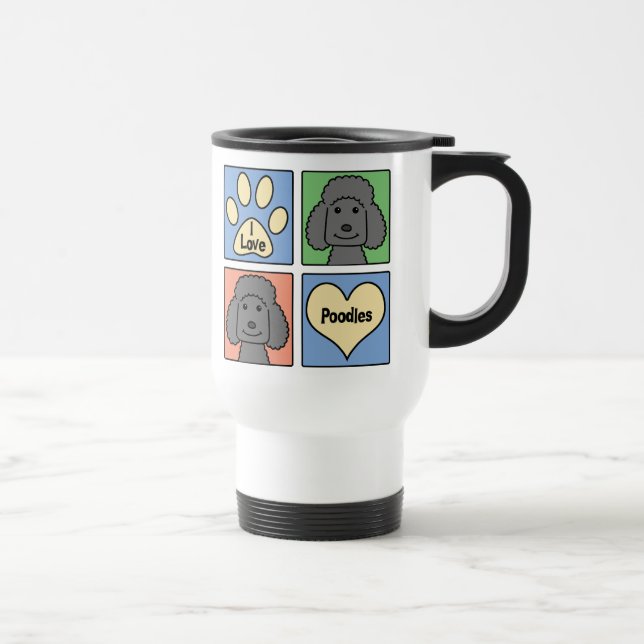 I Love Poodles Travel Mug (Right)