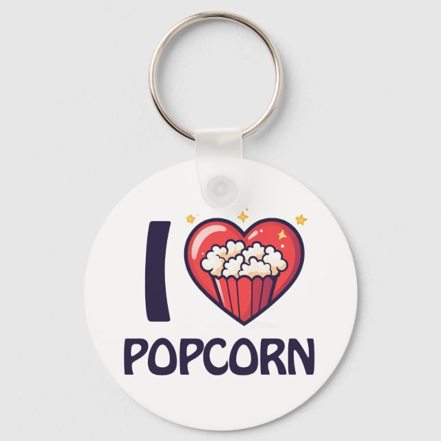 I love Popcorn Key Ring (Front)