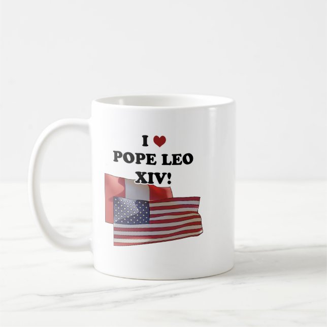 I Love Pope Leo XIV! Coffee Mug (Left)