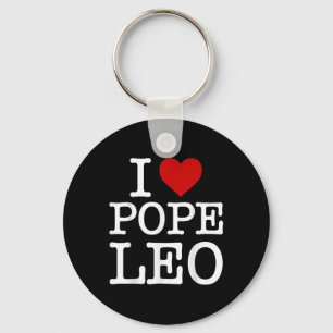 I Love Pope Leo Xiv Retro Vintage I Love Heart Pop Key Ring