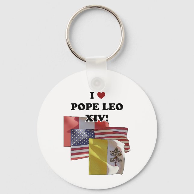I Love Pope Leo XIV! (Version II) Key Ring (Front)
