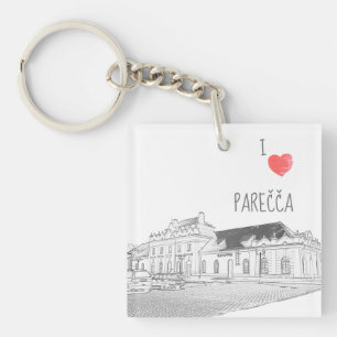 I Love Porechye Belarus Architecture Train Station Key Ring