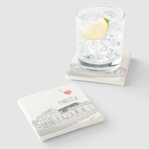 I Love Porechye Belarus Architecture Train Station Stone Coaster