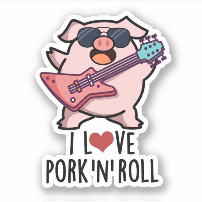 I Love Pork And Roll Funny Music Pig Pun  (Front)