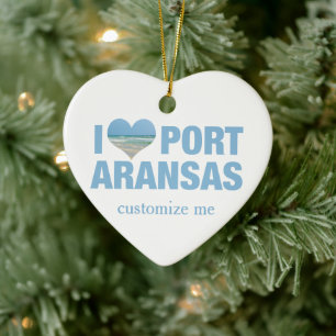 I Love Port Aransas Ceramic Tree Decoration