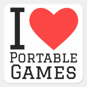 I love portable games square sticker