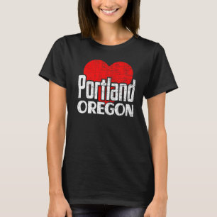 I Love Portland Oregon Retro Big Heart Portland Va T-Shirt