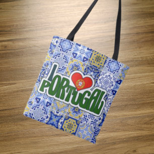 I Love Portugal Blue Tiles Shopping Bag