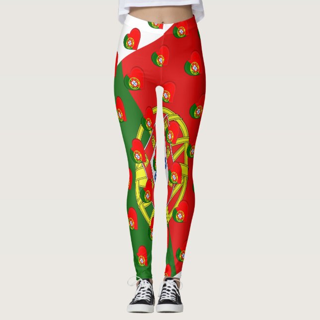 I Love Portugal Portuguese Flag Colours Funny Leggings (Front)