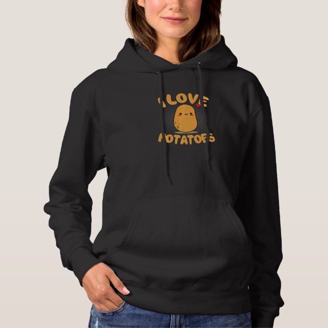 I Love Potatoes   Potato  Cute Vegan Hoodie (Front)