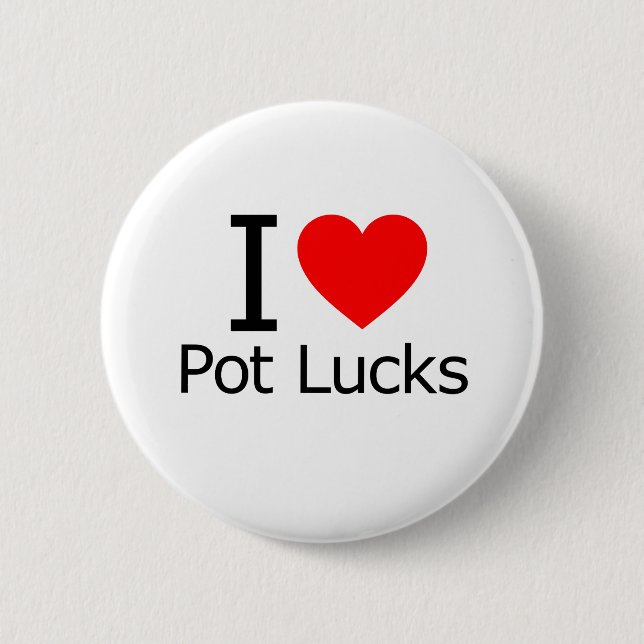 I Love Potlucks 6 Cm Round Badge (Front)