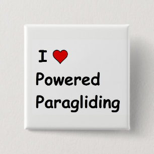 I Love Powered Paragliding 15 Cm Square Badge