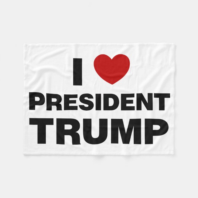 I Love President Trump Heart Fleece Blanket (Front (Horizontal))
