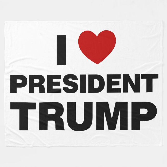 I Love President Trump Heart Fleece Blanket (Front (Horizontal))