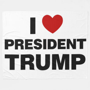 I Love President Trump Heart Fleece Blanket