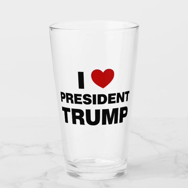 I Love President Trump Heart Glass (Front)
