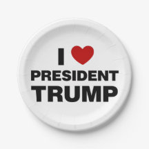 I Love President Trump Heart Paper Plate