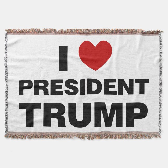 I Love President Trump Heart Throw Blanket (Front)