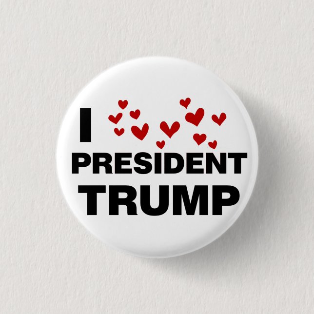 I Love President Trump Hearts 3 Cm Round Badge (Front)