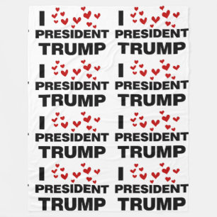 I Love President Trump Hearts Fleece Blanket