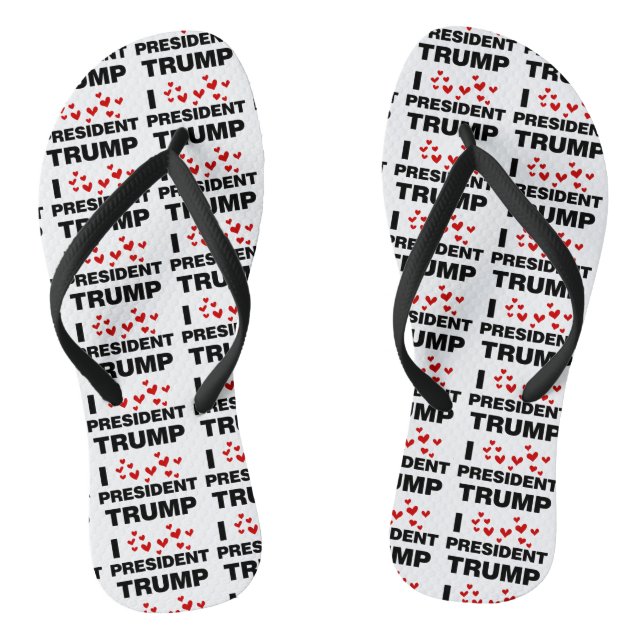 I Love President Trump Hearts Jandals (Footbed)